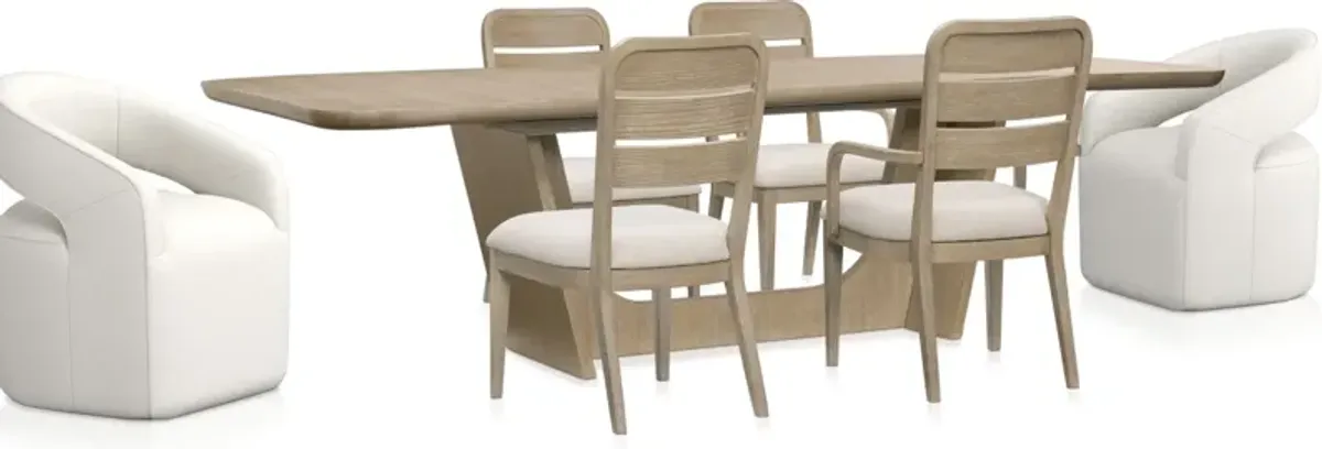 Laguna Extendable Dining Table with 2 Wood-Back Dining Armchairs, 2 Wood-Back Side Chairs and 2 Cope