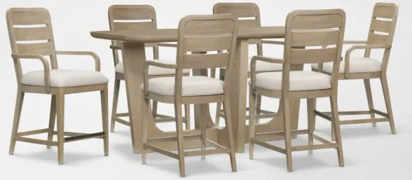 Laguna Counter-Height Dining Table with 6 Wood-Back Counter-Height Stools