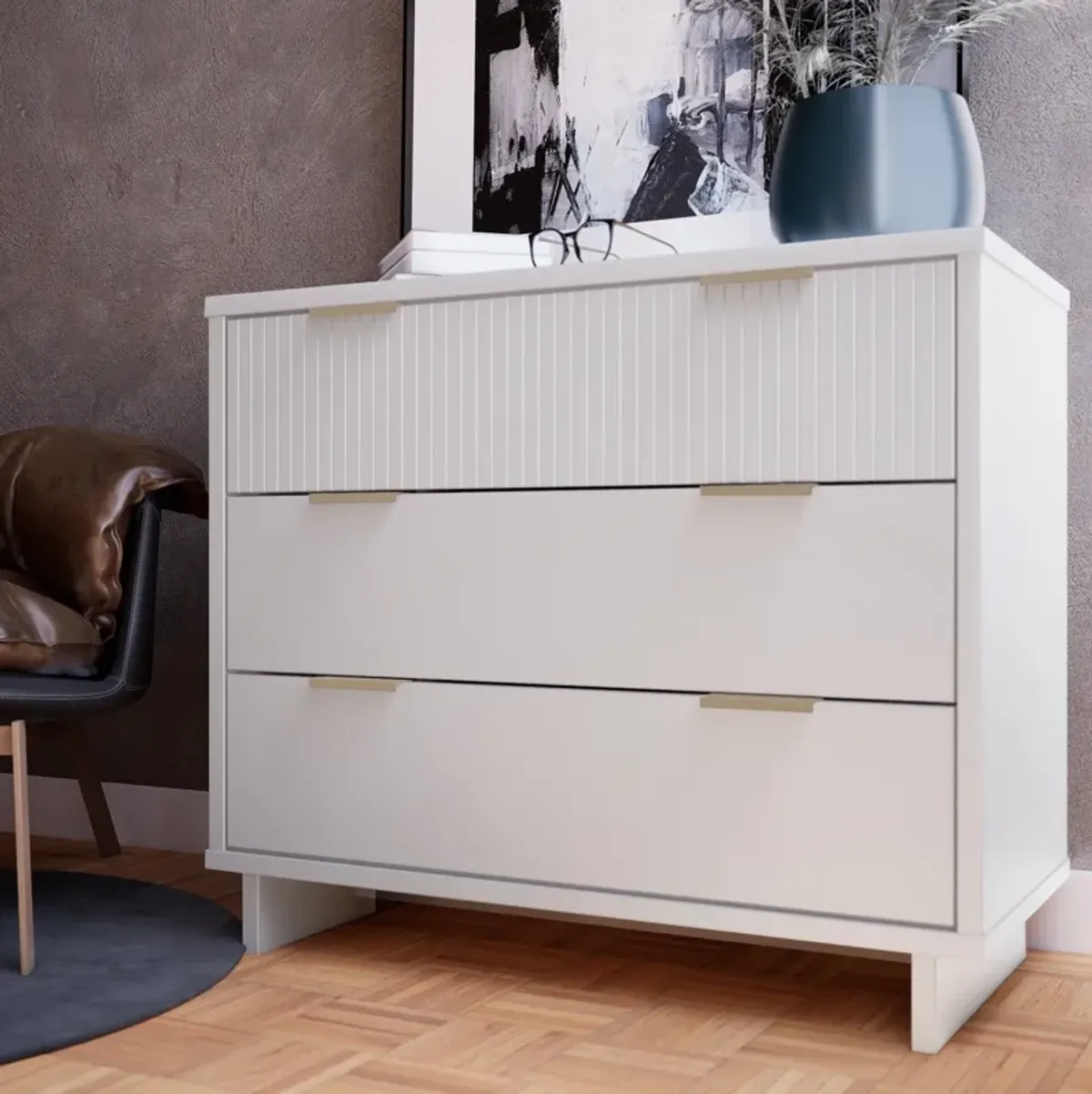 Kenya 3 Drawer Dresser - White