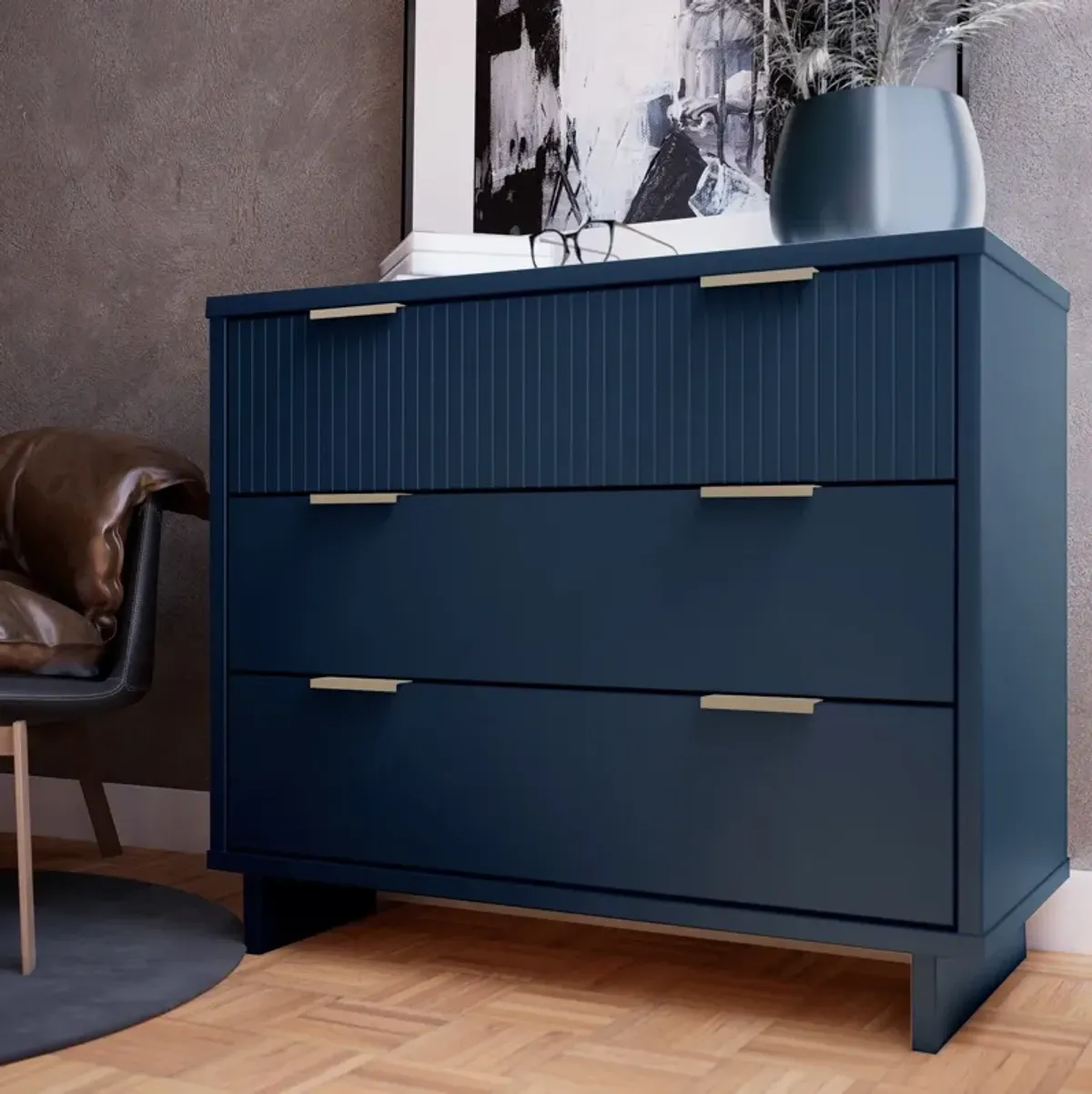 Kenya 3 Drawer Dresser - Midnight Blue