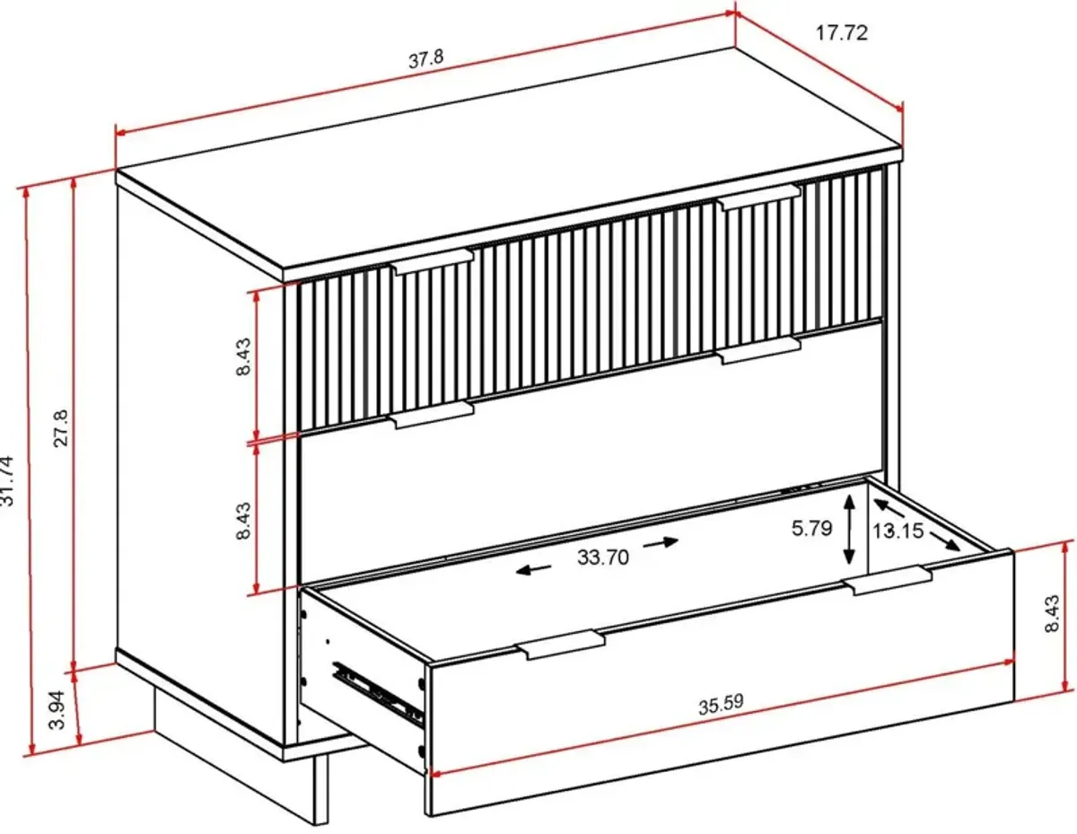 Kenya 3 Drawer Dresser - Midnight Blue