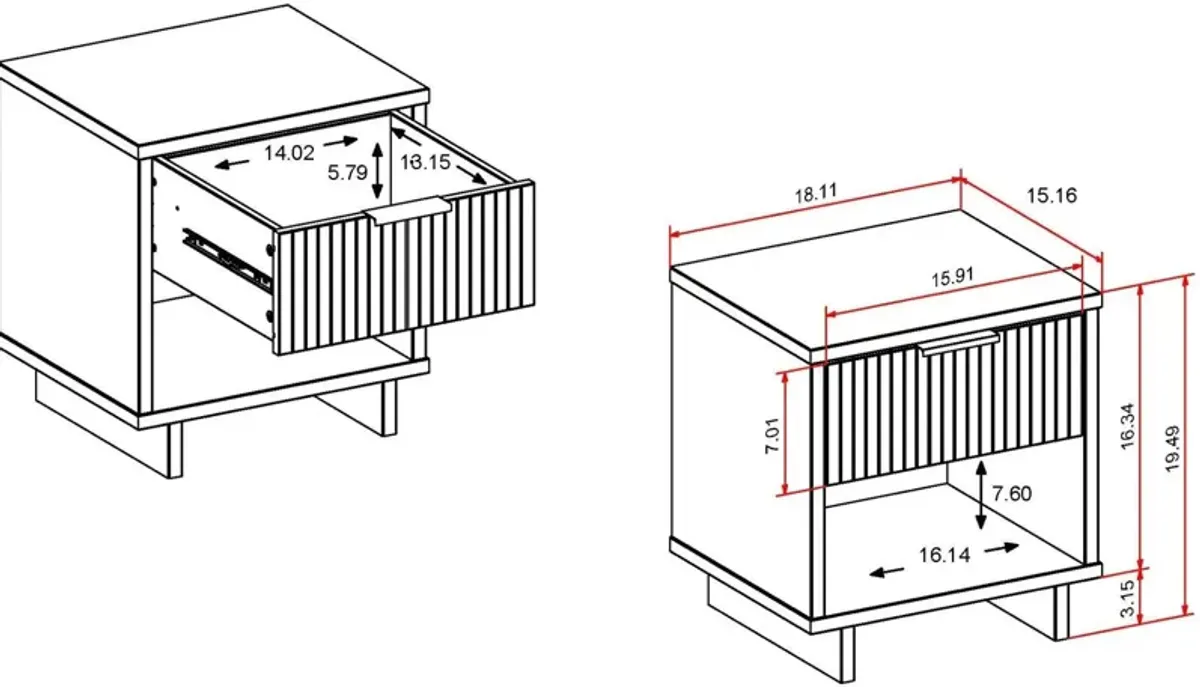 Kenya Nightstand - White