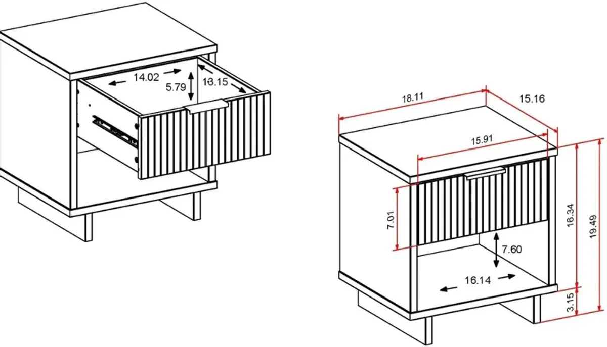 Kenya Nightstand - Light Grey