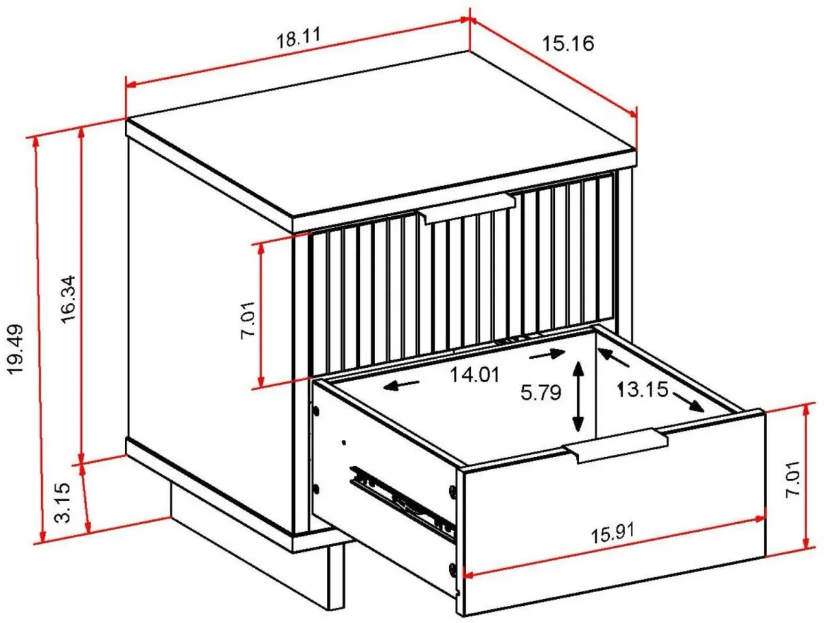 Kenya 2 Drawer Nightstand - White