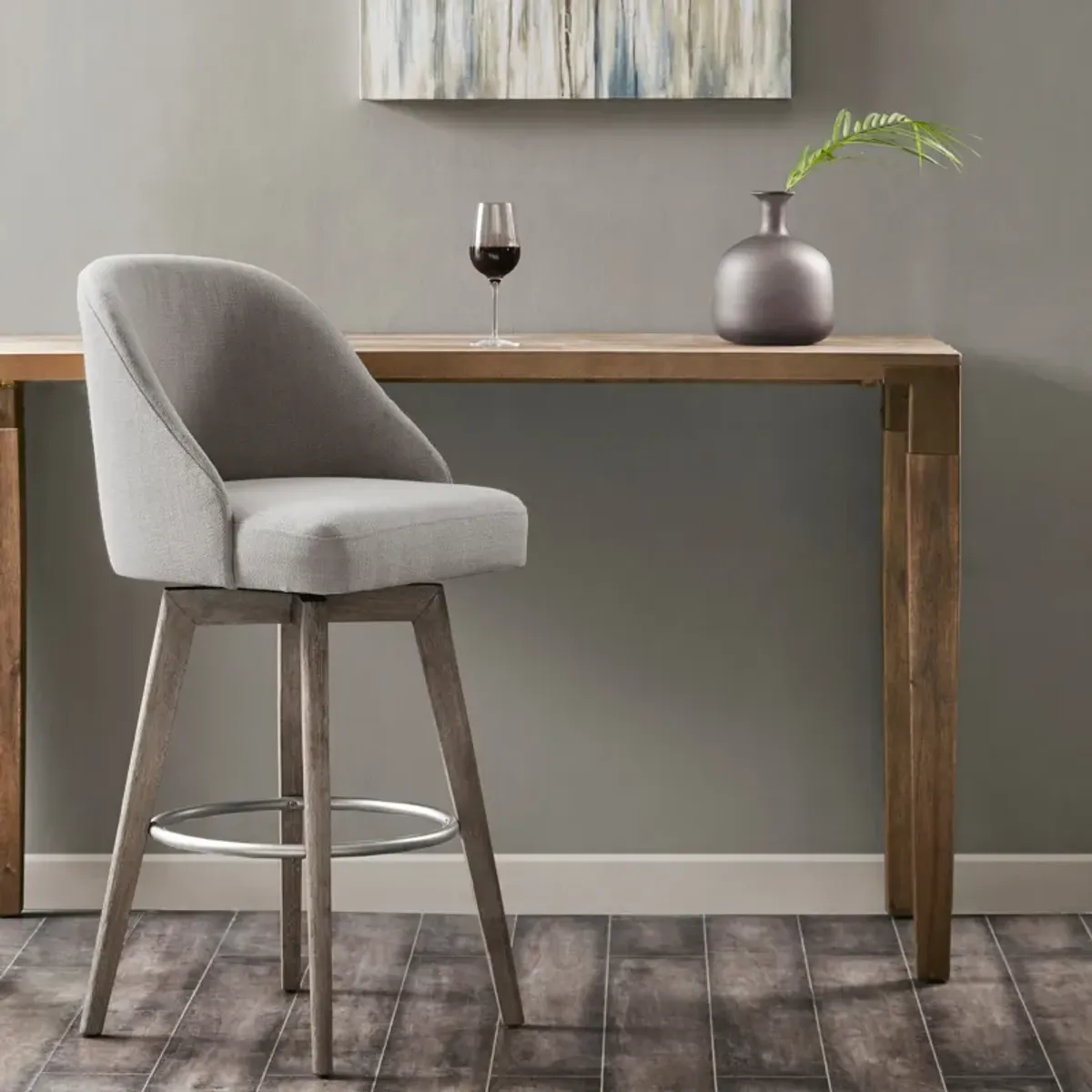 Denton Swivel Bar Stool - Gray