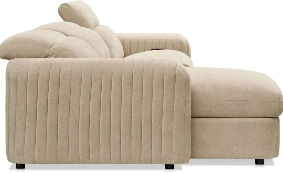 Soho Dual-Power Reclining 3-Piece Sectional with Left-Facing Adjustable Base Chaise - Sand