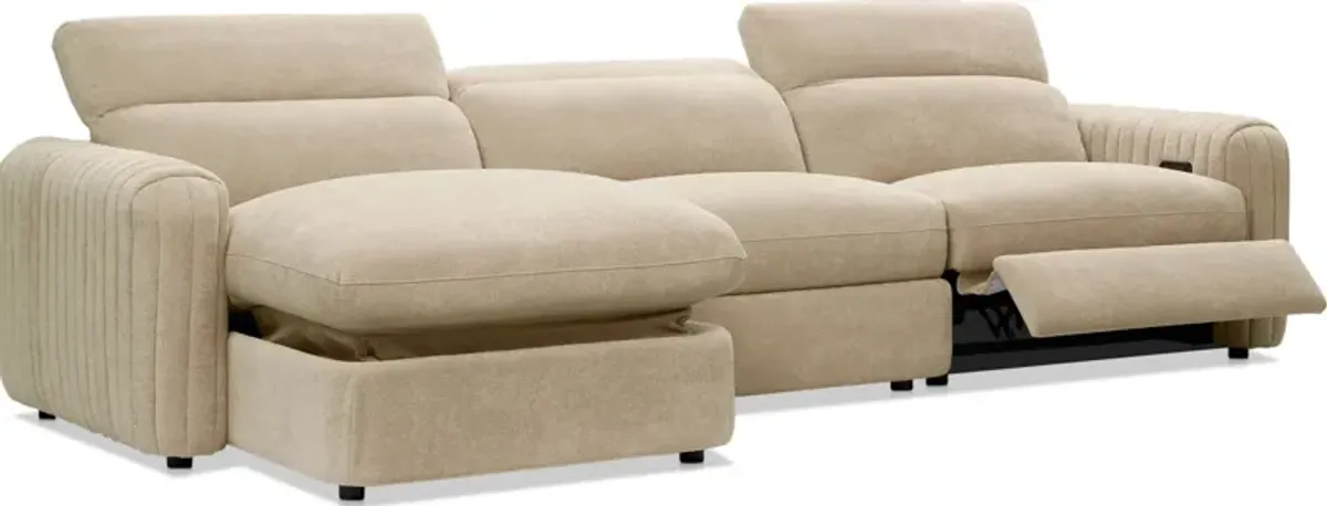 Soho Dual-Power Reclining 3-Piece Sectional with Left-Facing Adjustable Base Chaise - Sand