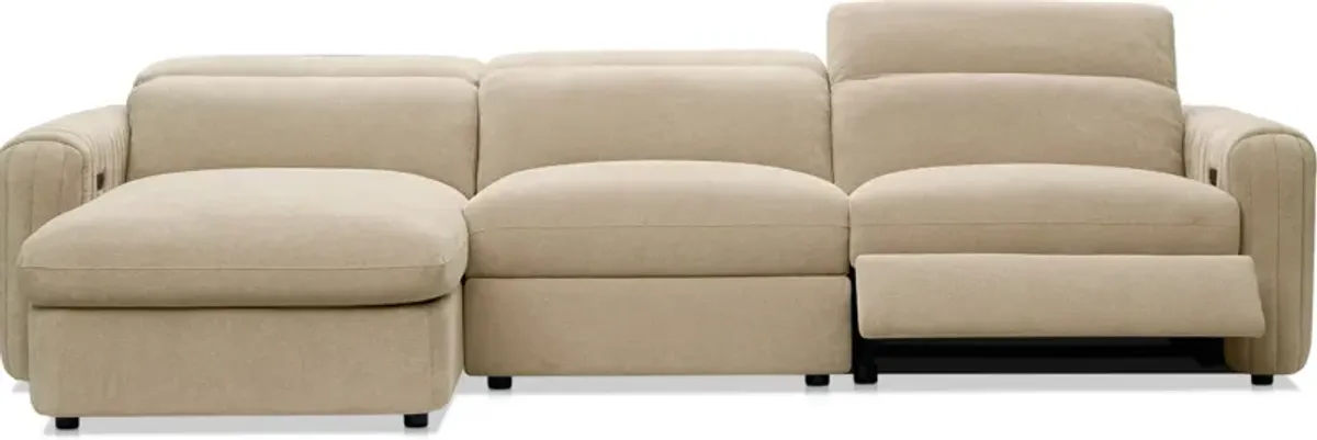 Soho Dual-Power Reclining 3-Piece Sectional with Left-Facing Adjustable Base Chaise - Sand