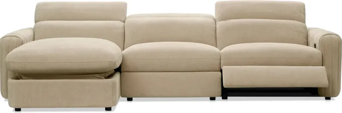 Soho Dual-Power Reclining 3-Piece Sectional with Left-Facing Adjustable Base Chaise - Sand