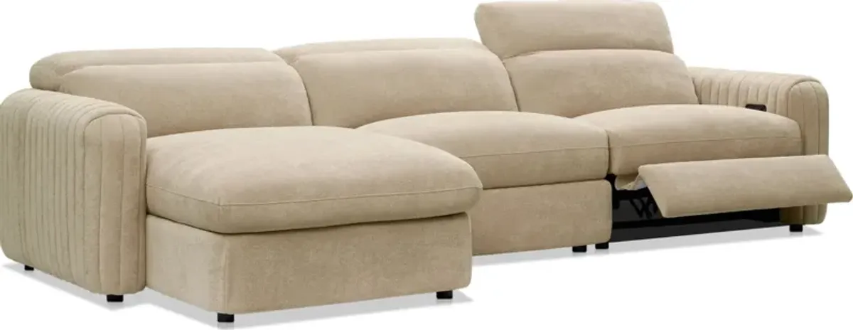 Soho Dual-Power Reclining 3-Piece Sectional with Left-Facing Adjustable Base Chaise - Sand