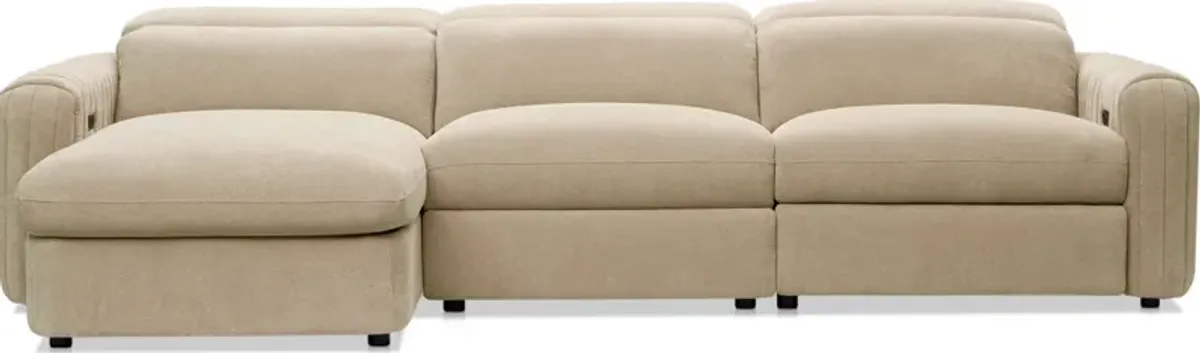 Soho Dual-Power Reclining 3-Piece Sectional with Left-Facing Adjustable Base Chaise - Sand