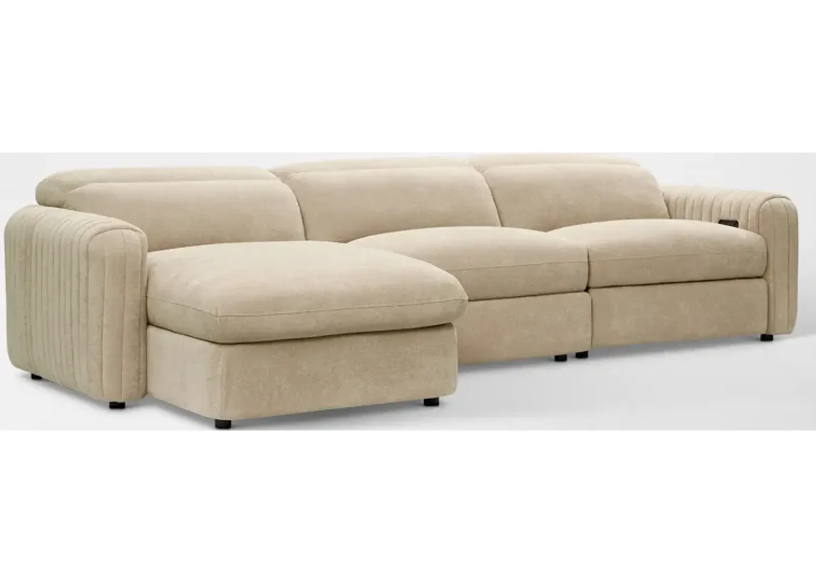 Soho Dual-Power Reclining 3-Piece Sectional with Left-Facing Adjustable Base Chaise - Sand