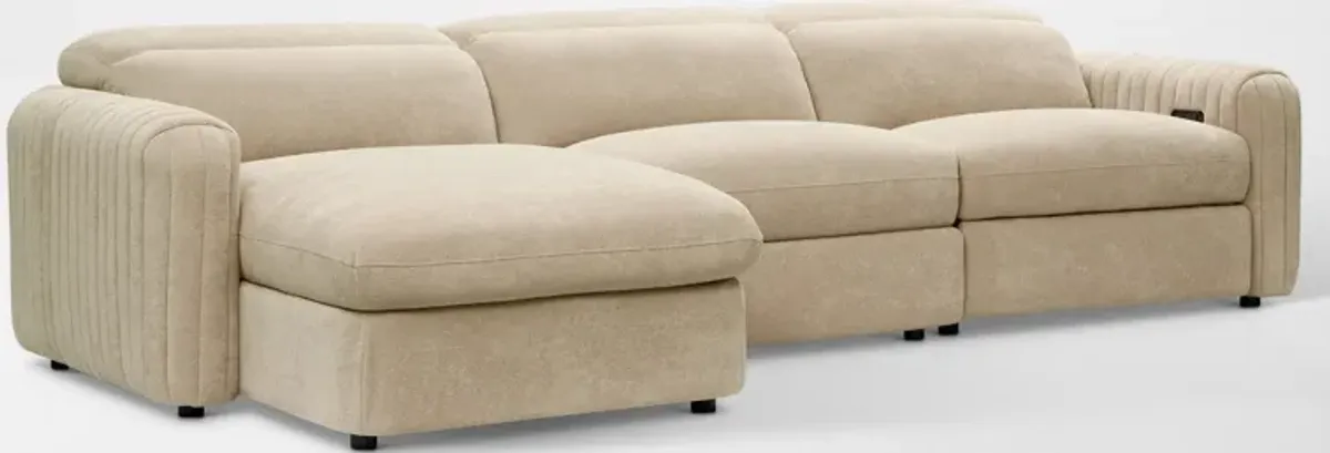 Soho Dual-Power Reclining 3-Piece Sectional with Left-Facing Adjustable Base Chaise - Sand