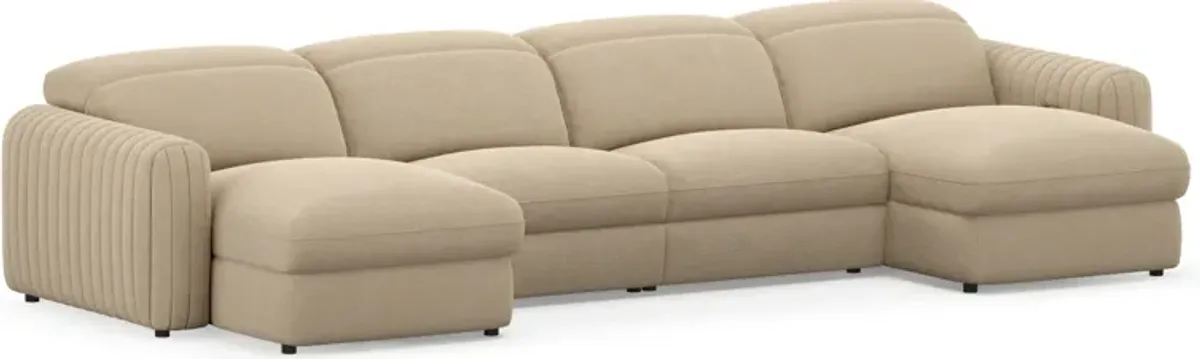 Soho Dual-Power 4-Piece Sectional with Dual Adjustable Base Chaises - Sand