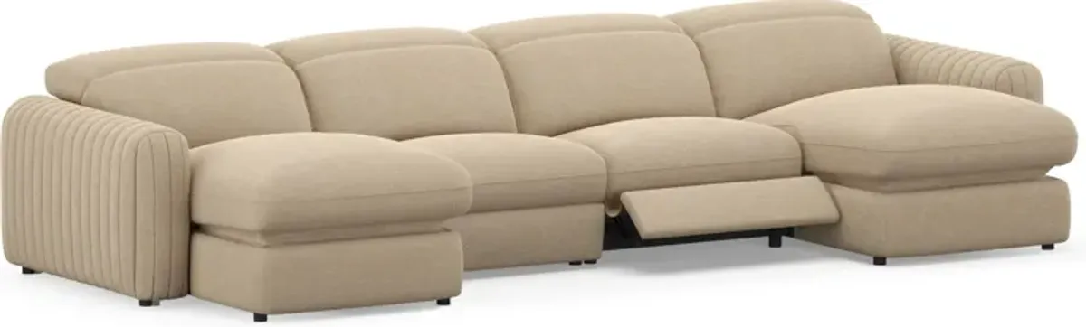 Soho Dual-Power Reclining 4-Piece Sectional with Dual Adjustable Base Chaises - Sand