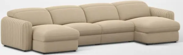 Soho Dual-Power Reclining 4-Piece Sectional with Dual Adjustable Base Chaises - Sand