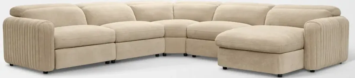 Soho Dual-Power Reclining 5-Piece Sectional with Right-Facing Adjustable Base Chaise - Sand