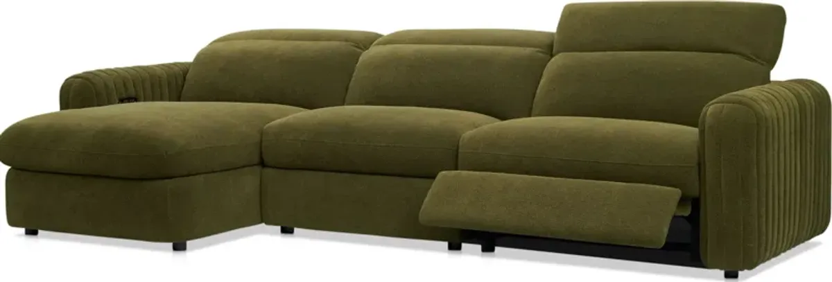 Soho Dual-Power Reclining 3-Piece Sectional with Left-Facing Adjustable Base Chaise - Peat