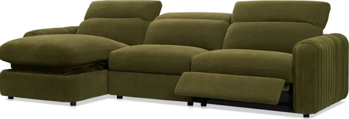 Soho Dual-Power Reclining 3-Piece Sectional with Left-Facing Adjustable Base Chaise - Peat