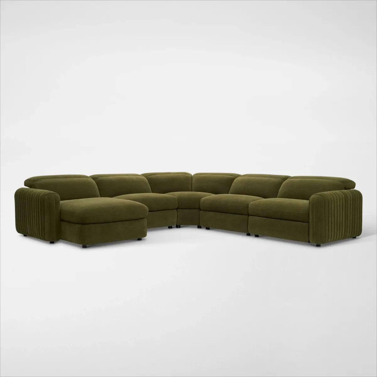 Soho Dual-Power Reclining 5-Piece Sectional with Left-Facing Adjustable Base Chaise - Peat