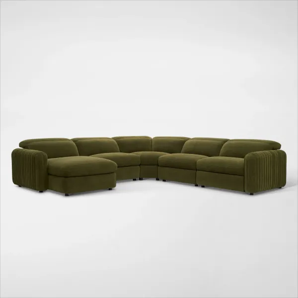 Soho Dual-Power Reclining 5-Piece Sectional with Left-Facing Adjustable Base Chaise - Peat