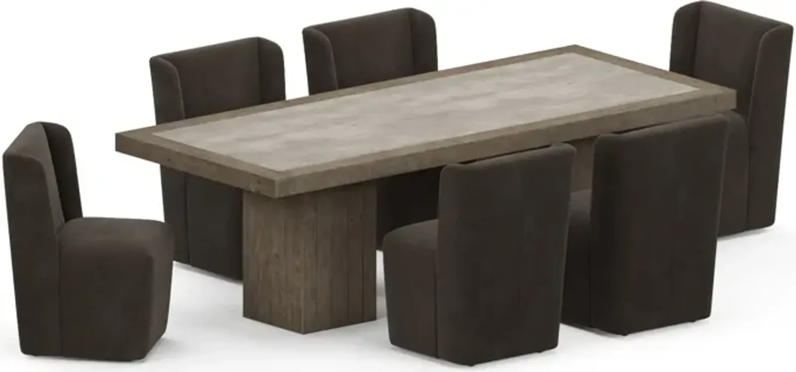 Tucson Dining Table and 6 Briggs Dining Chairs - Dark Brown