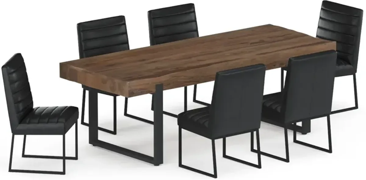 Frisco Dining Table and 6 Irvine Dining Chairs - Black