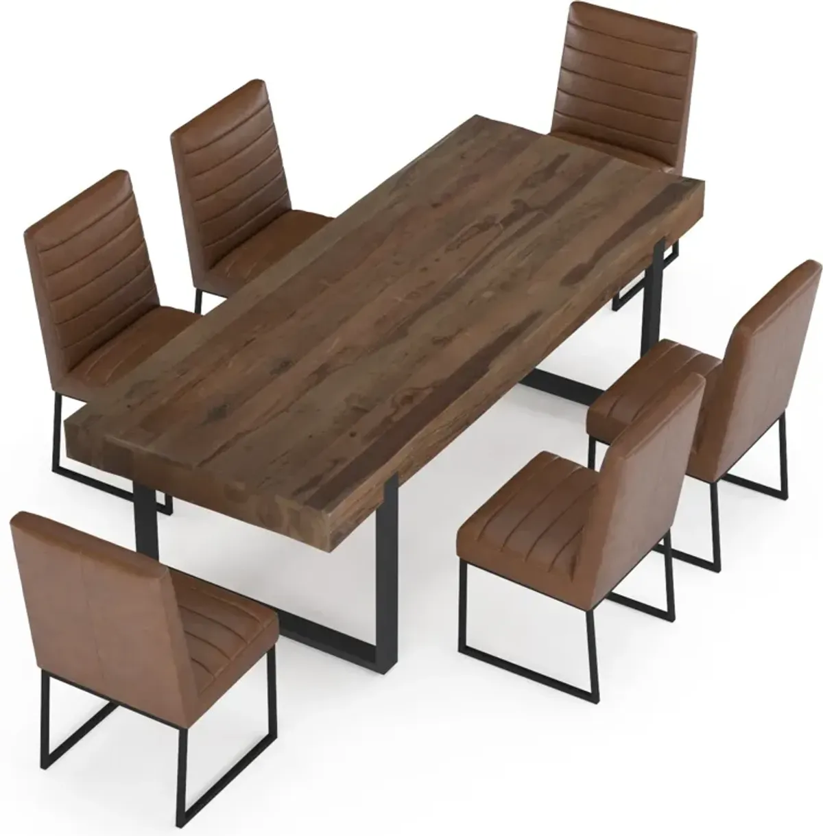 Frisco Dining Table and 6 Irvine Dining Chairs - Cognac