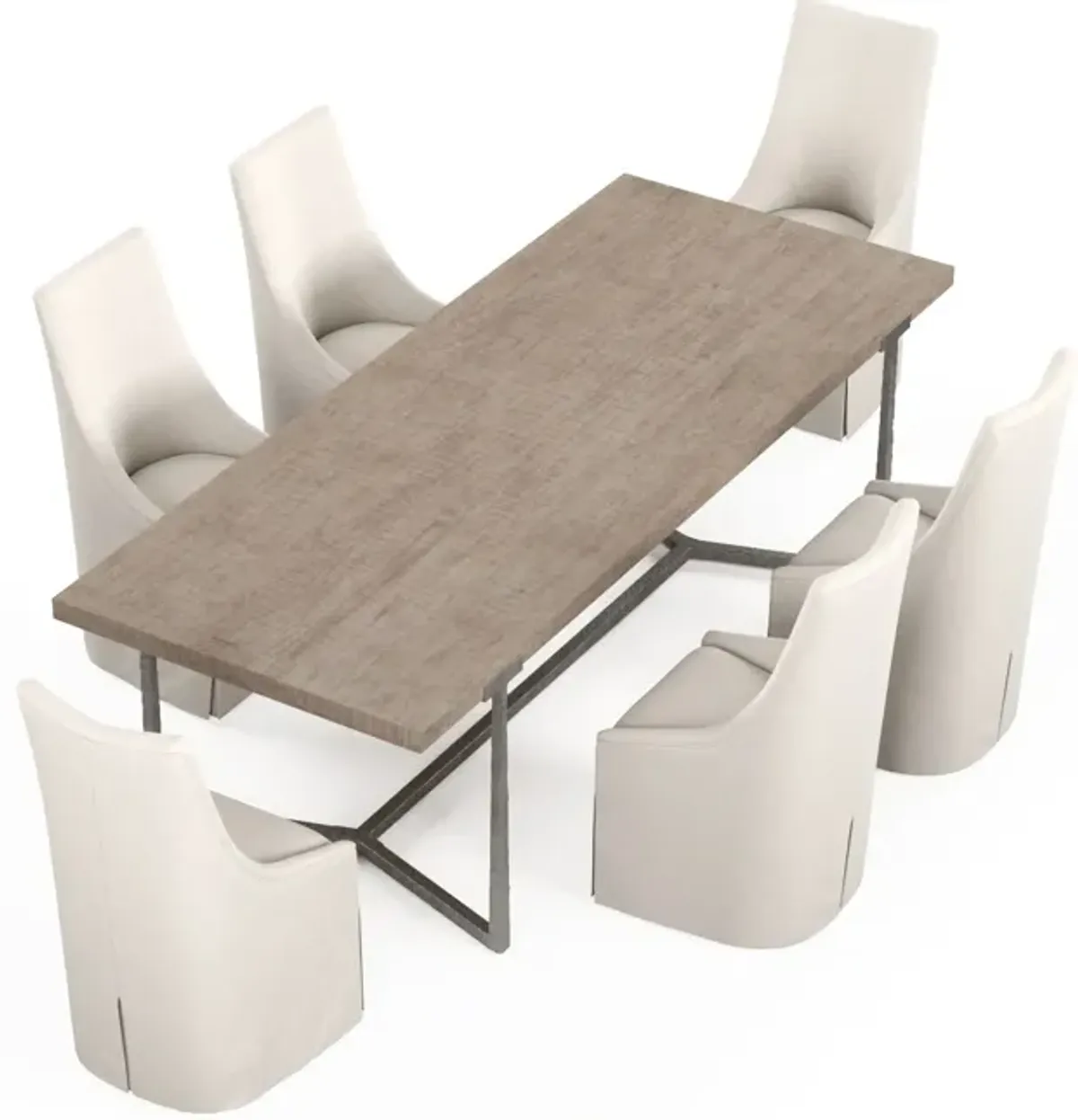 Heritage Dining Table with 6 Nicolette Dining Chairs - Sand