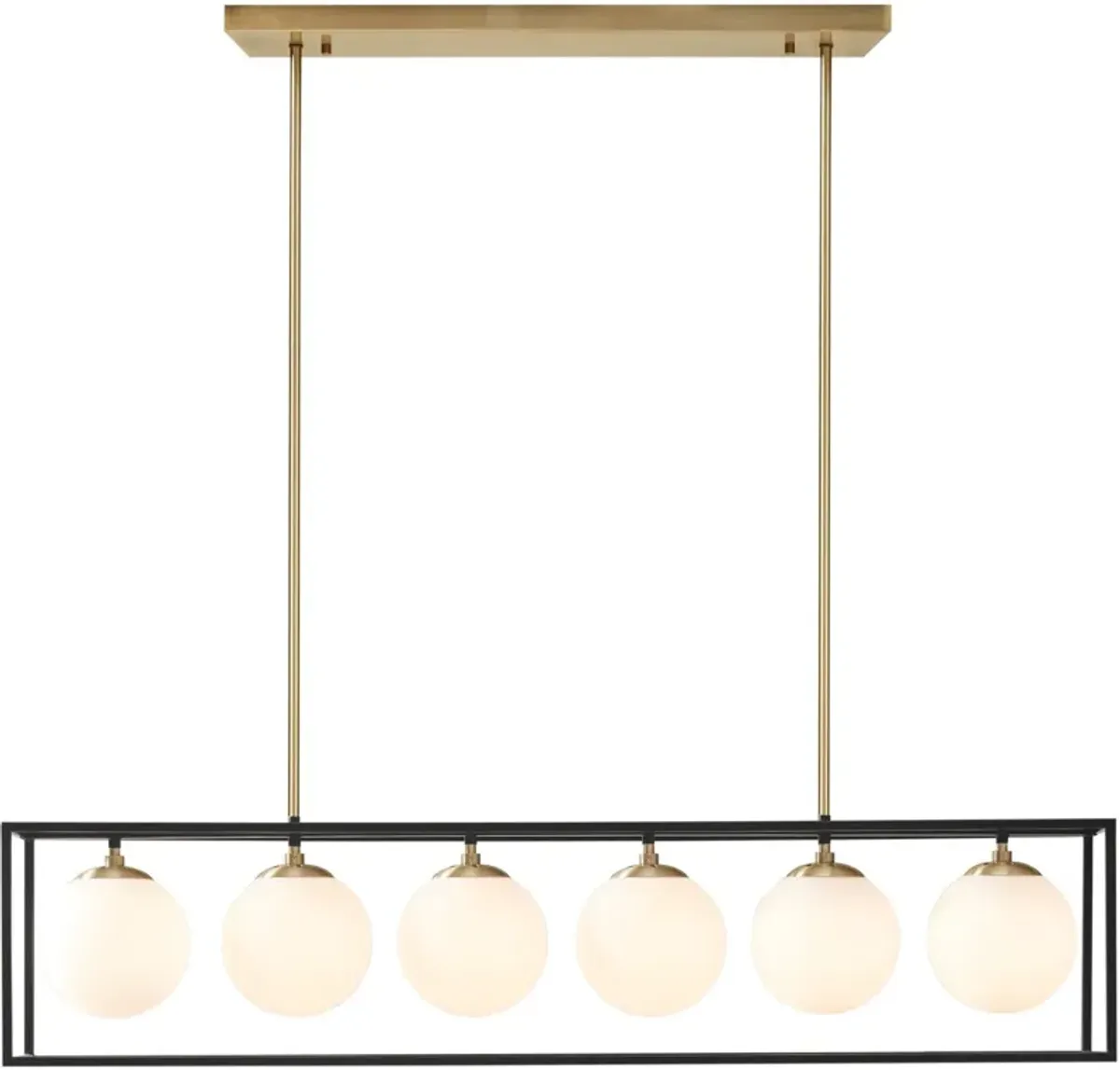 Ibiza Frosted Globe Chandelier - Black/Brass