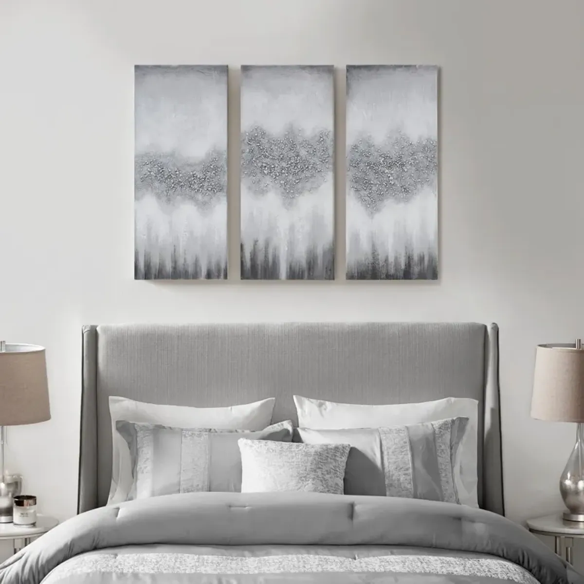 Geod 3-Piece 35'' x 15'' Wall Art Set - Gray