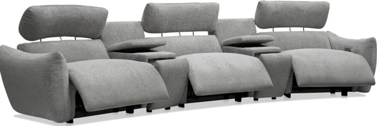 Genesis 5-Piece Dual-Power Reclining Sectional with 2 Consoles and Bluetooth® Speakers