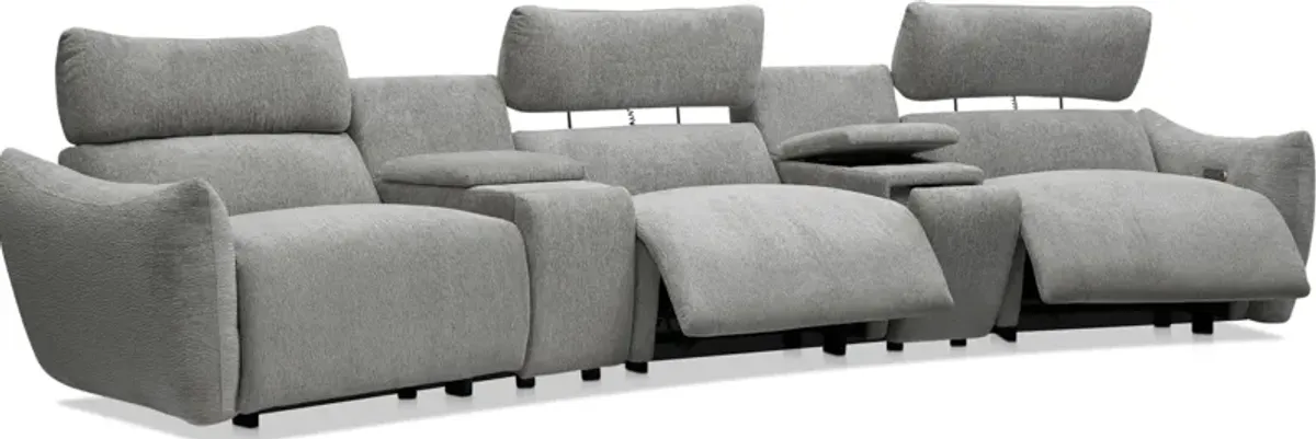 Genesis 5-Piece Dual-Power Reclining Sectional with 2 Consoles and Bluetooth® Speakers