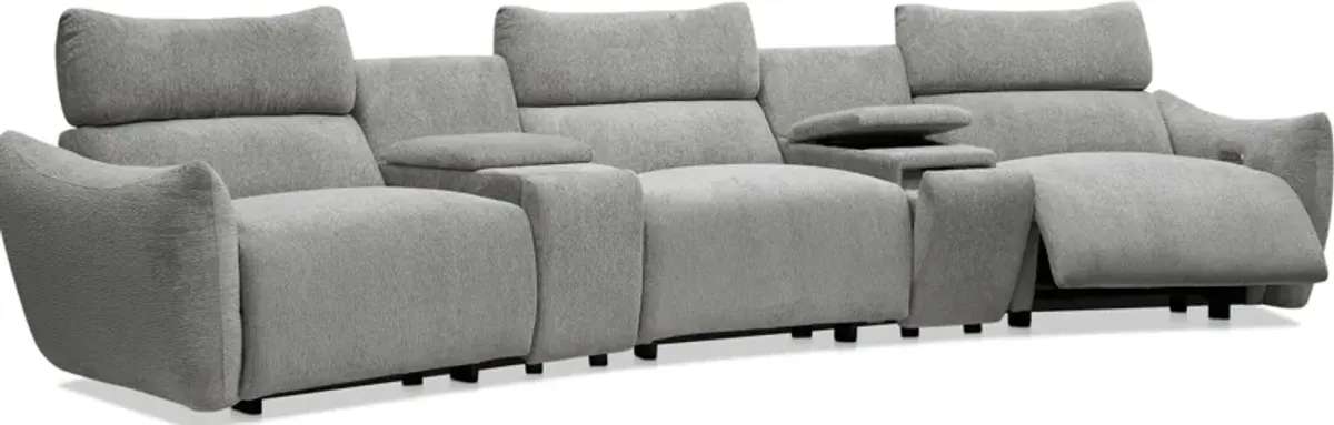 Genesis 5-Piece Dual-Power Reclining Sectional with 2 Consoles and Bluetooth® Speakers