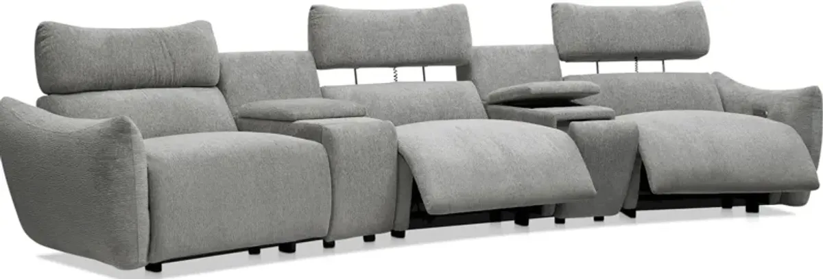 Genesis 5-Piece Dual-Power Reclining Sectional with 2 Consoles and Bluetooth® Speakers