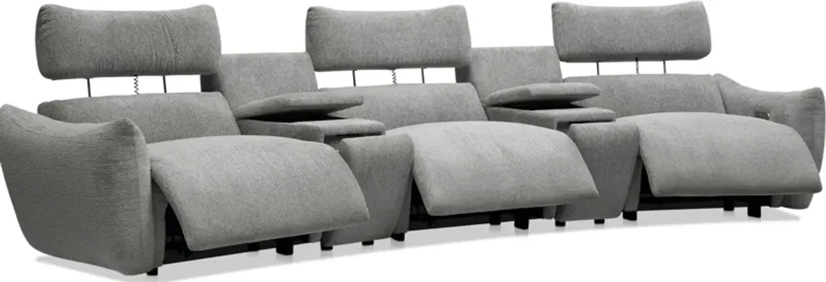 Genesis 5-Piece Dual-Power Reclining Sectional with 2 Consoles and Bluetooth® Speakers