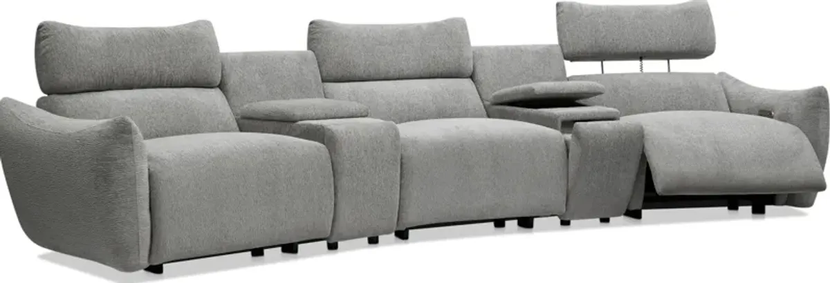 Genesis 5-Piece Dual-Power Reclining Sectional with 2 Consoles and Bluetooth® Speakers