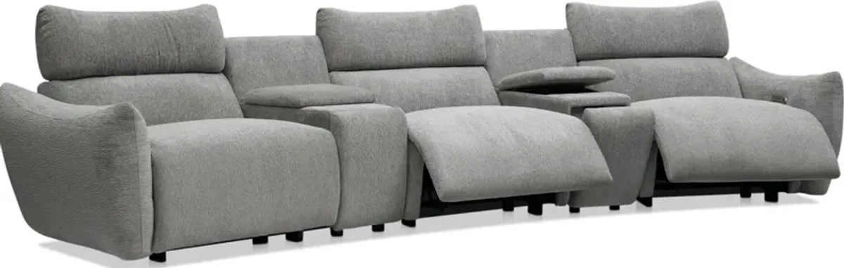 Genesis 5-Piece Dual-Power Reclining Sectional with 2 Consoles and Bluetooth® Speakers