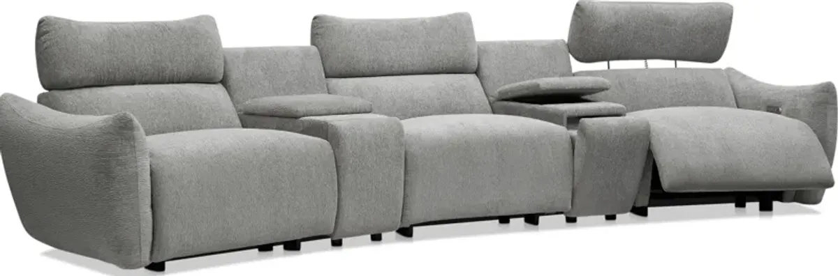 Genesis 5-Piece Dual-Power Reclining Sectional with 2 Consoles and Bluetooth® Speakers