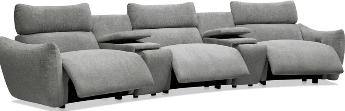 Genesis 5-Piece Dual-Power Reclining Sectional with 2 Consoles and Bluetooth® Speakers