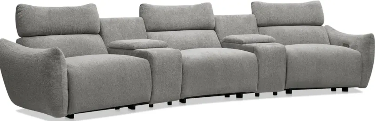 Genesis 5-Piece Dual-Power Reclining Sectional with 2 Consoles and Bluetooth® Speakers