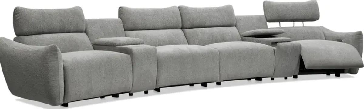 Genesis 6-Piece Dual-Power Reclining Sectional with 2 Consoles and Bluetooth® Speakers