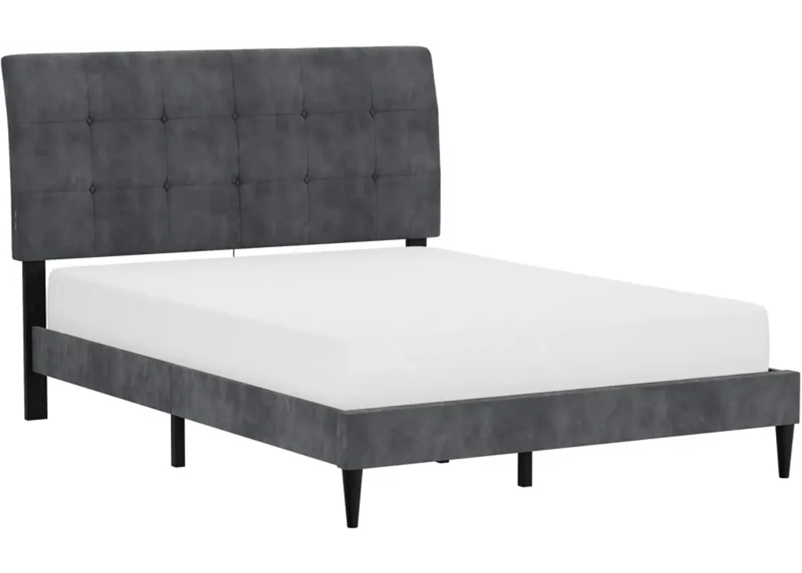 Freddie Queen Upholstered Platform Bed with USB Charging - Gray