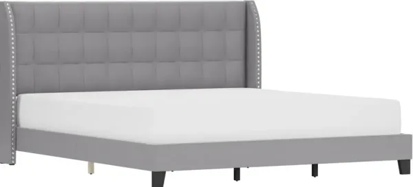 Marietta King Upholstered Platform Bed with USB Charging - Gray