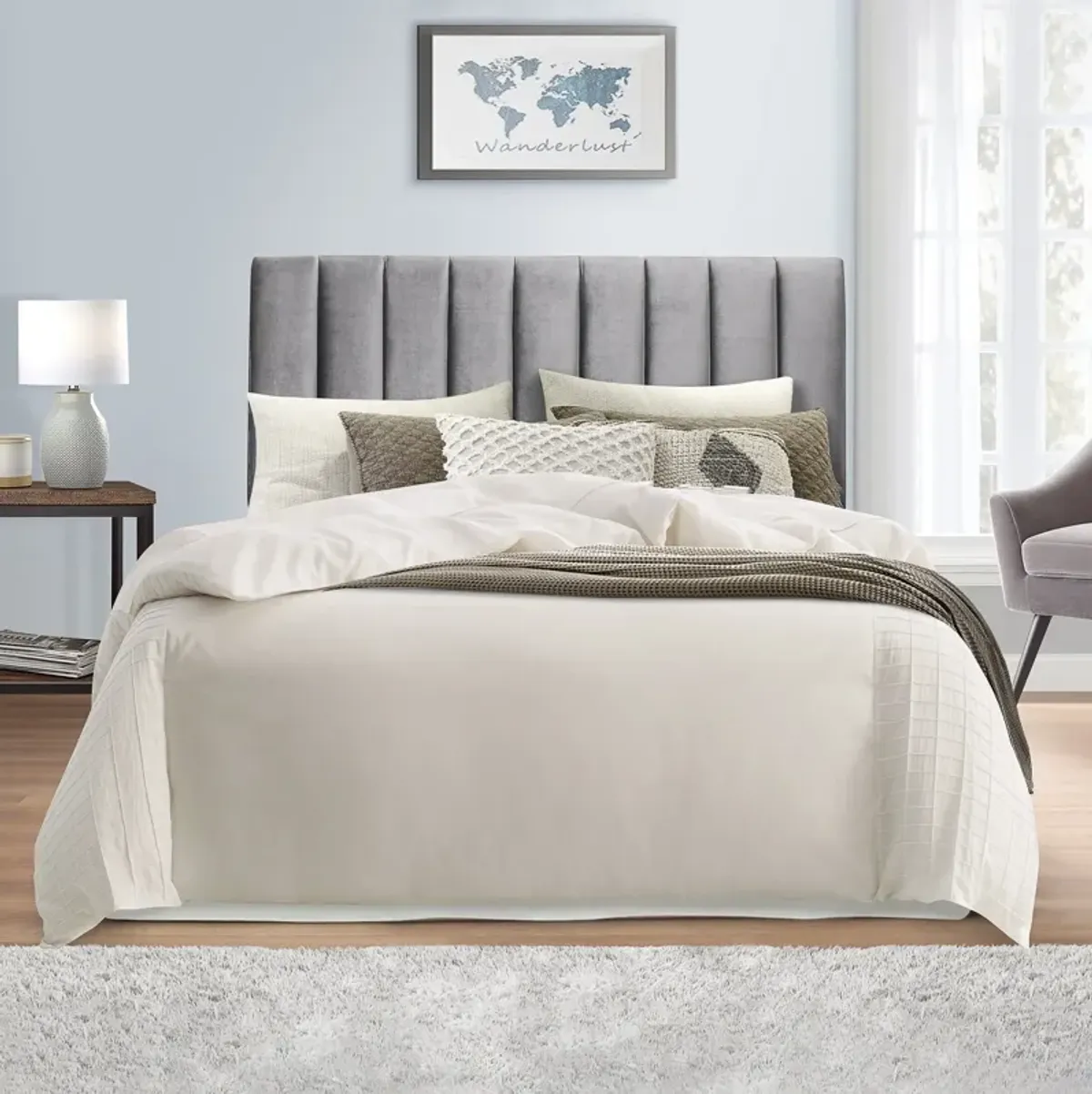 Oslo Full/Queen Upholstered Headboard and Bed Frame - Gray