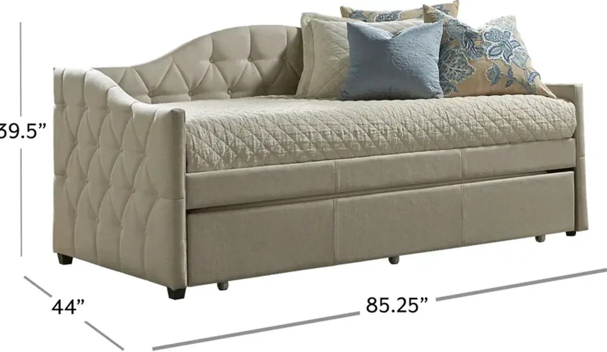 Mae Twin Upholstered Trundle Daybed - Beige