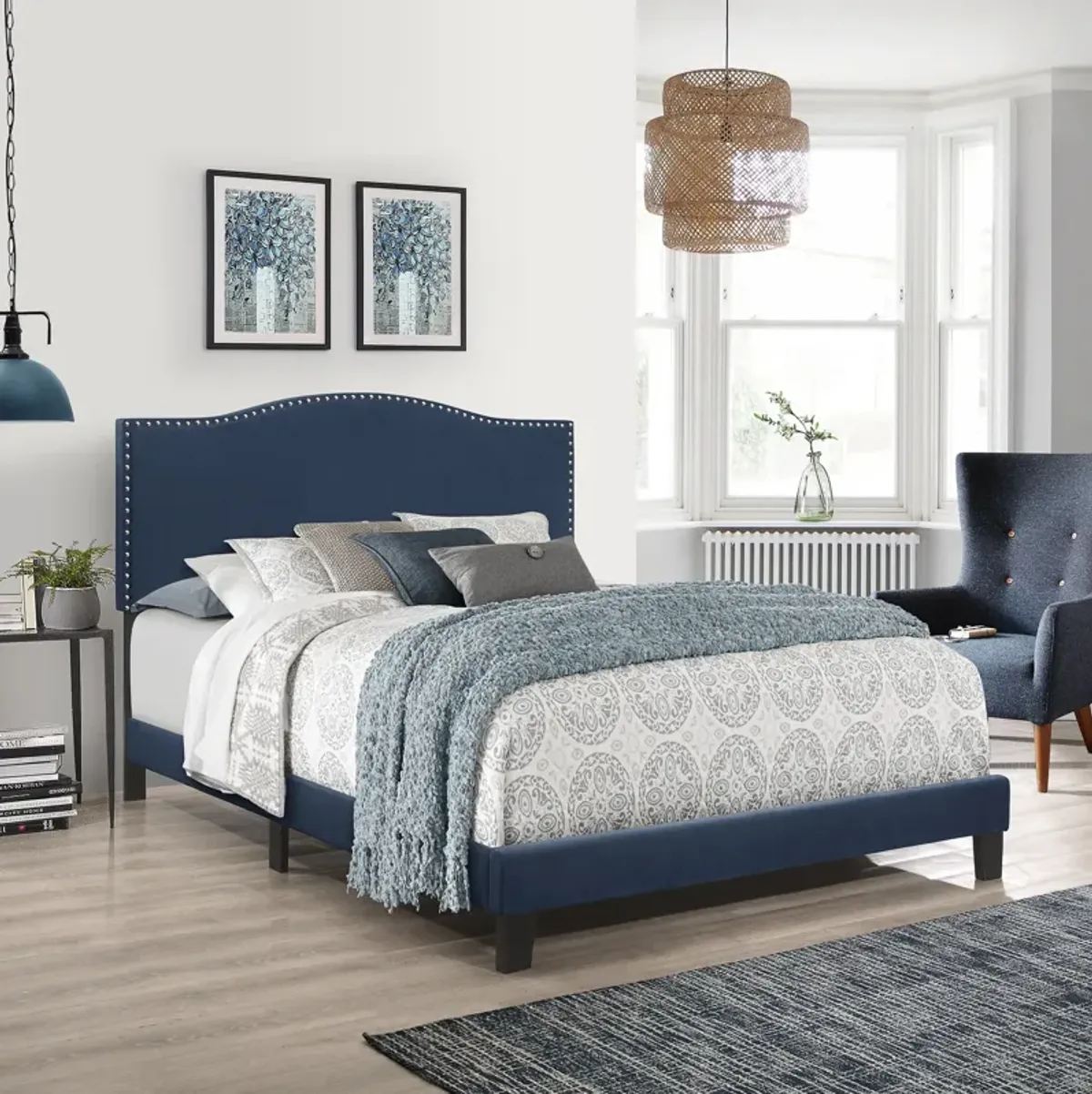 Windsong Queen Upholstered Bed - Blue