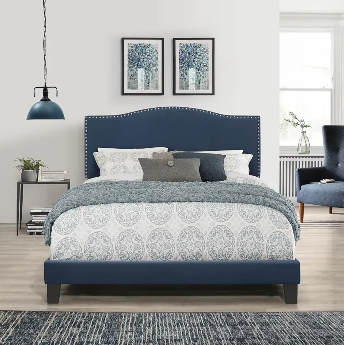 Windsong Queen Upholstered Bed - Blue