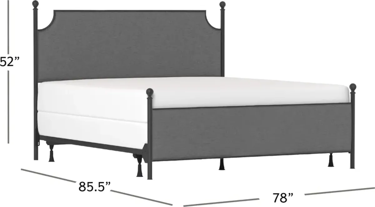 Elena King Upholstered Bed - Gray/Black