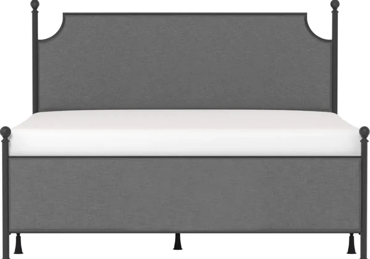 Elena King Upholstered Bed - Gray/Black